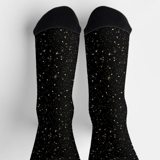 Glam goldfarbener Glitzer und Glitzern auf schwarz Socken (Oben)