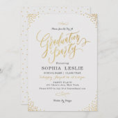 Glam-Goldkalligraphie-Vintage Graduierungspartei Einladung (Vorne/Hinten)