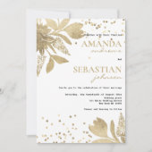 Glam-Goldtypografie Konfetti Blumenzehen Einladung (Vorderseite)