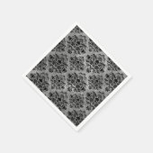 Glam Goth Mini Skull Damask Muster Schwarz Grau Serviette (Ecke)