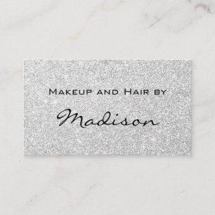 Glam Grau Silber Glitter Funkeln Makeup-Artist Visitenkarte