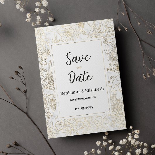 Glam-Graumarmor Save the Date Einladung