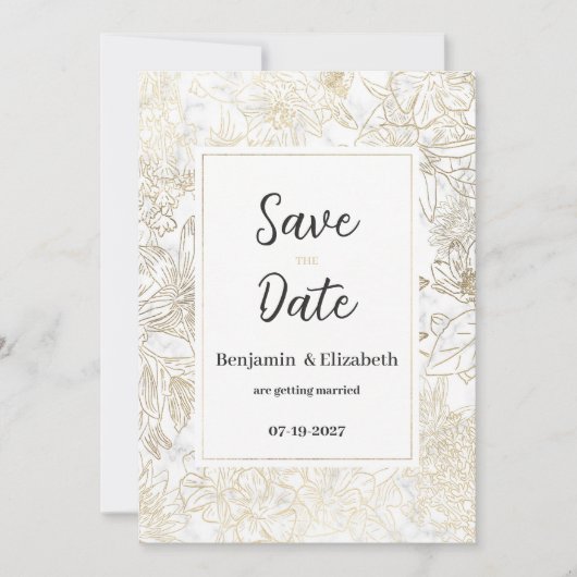 Glam-Graumarmor Save the Date Einladung (Vorderseite)