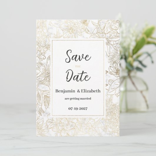 Glam-Graumarmor Save the Date Einladung (Stehend Vorderseite)