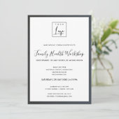 GLAM GRAY BLUE SILK DEIN LOGO WORKSHOP GALA EVENT EINLADUNG (Stehend Vorderseite)