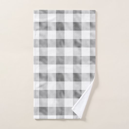 Glam Gray White Buffalo Kariert Badhandtuch Set (Handtuch)