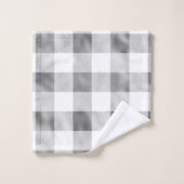 Glam Gray White Buffalo Kariert Badhandtuch Set (Waschlappen)