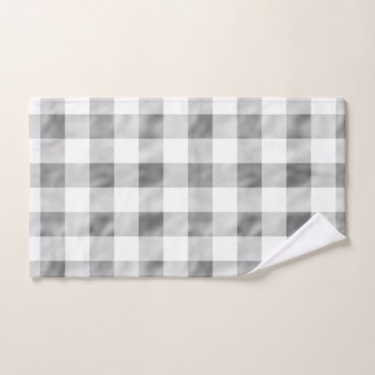 Glam Gray White Buffalo Kariert Badhandtuch Set (Handtuch)