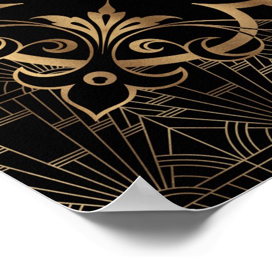 Glam Great Gatsby Gold Black Wedding Willkommensze Poster (Ecke)