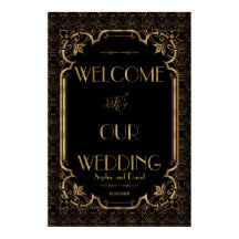 Glam Great Gatsby Gold Black Wedding Willkommensze