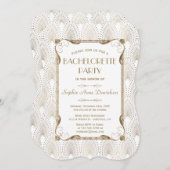 Glam Great Gatsby Gold White Junggeselinnen-Abschi Einladung (Vorne/Hinten)