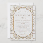 Glam Great Gatsby White 20s Silvester Party Einladung (Vorderseite)