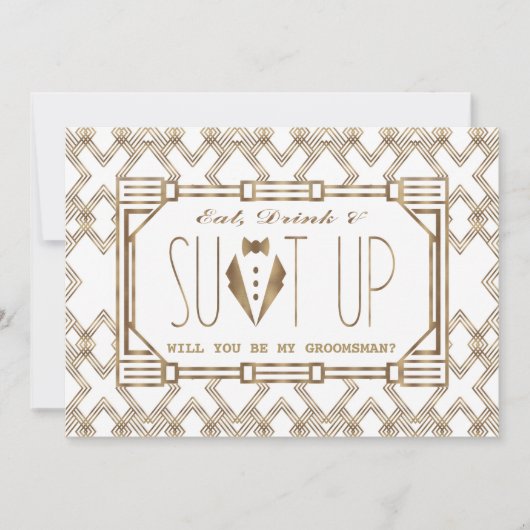 Glam Great Gatsby WILL DU MEIN TRAUZEUGE SEIN Einladung (Vorderseite)