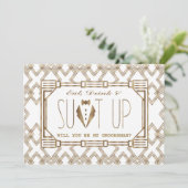 Glam Great Gatsby WILL DU MEIN TRAUZEUGE SEIN Einladung (Stehend Vorderseite)