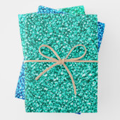 Glam Green Aquamarin Blue Glitzer Sparkle Geschenkpapier Set (Beispiel)
