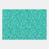 Glam Green Aquamarin Blue Glitzer Sparkle Geschenkpapier Set (Vorderseite)