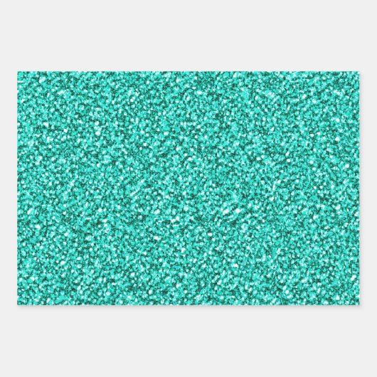 Glam Green Aquamarin Blue Glitzer Sparkle Geschenkpapier Set (Vorderseite)