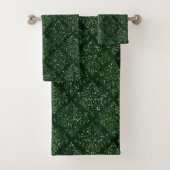 Glam Green Damask Muster Badhandtuch Set (Insitu)