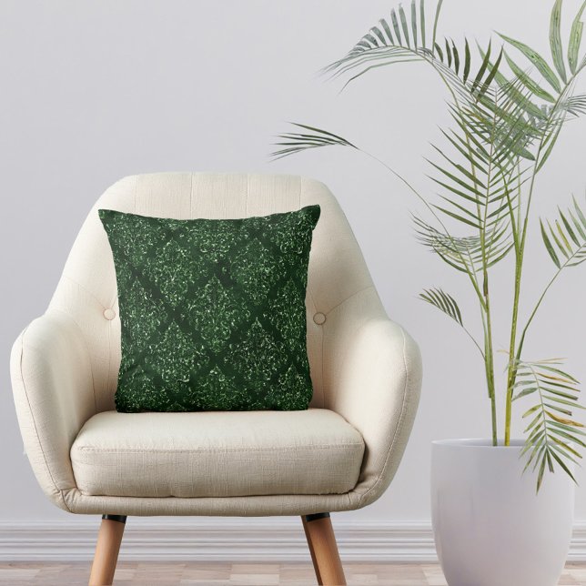 Glam Green Damask Muster Kissen (Von Creator hochgeladen)
