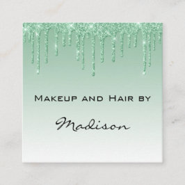 Glam Green Drilling Glitzer Tropfen Makeup Artist Quadratische Visitenkarte