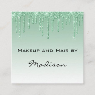 Glam Green Glitter-Tropfen Makeup-Artist Quadratische Visitenkarte