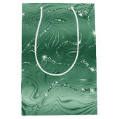 Glam Green Glittery Glitz Mittlere Geschenktüte (Vorderseite)