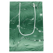 Glam Green Glittery Glitz Mittlere Geschenktüte (Rückseite)