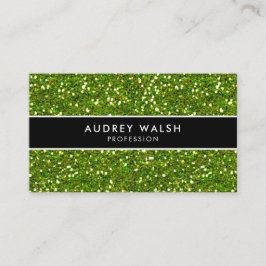 Glam Green GLITZER Shiny Black Striping Visitenkarte
