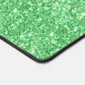 Glam Green Glitzer Textur und Glitzern, Monogramm Schreibtischunterlage (Ecke)