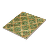 Glam Green Gold Damask Muster Fliese (Seite)
