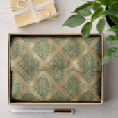 Glam Green Gold Damask Muster Seidenpapier (Geschenk)