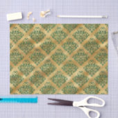 Glam Green Gold Damask Muster Seidenpapier (Handwerk)
