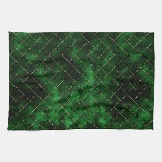 Glam Green Gold Geometric Graphic Geschirrtuch (Horizontal)