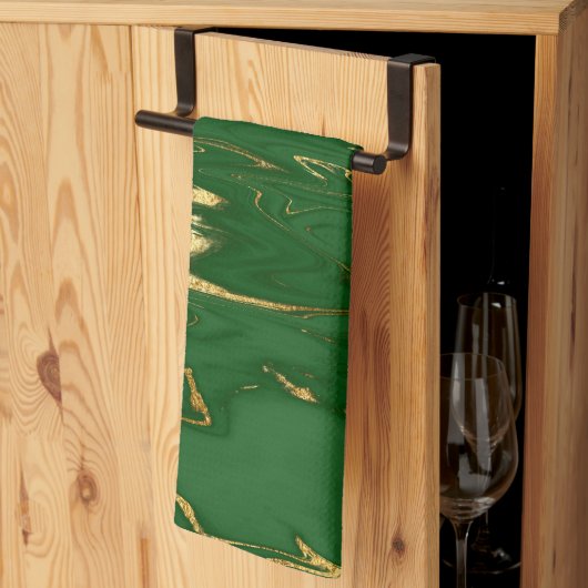 Glam Green Gold Imitate Marmor Geschirrtuch (Drittel gefaltet)
