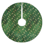 Glam Green Gold Rentier Weihnachten Polyester Weihnachtsbaumdecke (Vorderseite)