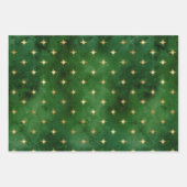Glam Green Gold Stars Weihnachten Geschenkpapier Set (Vorderseite 2)