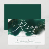 Glam Green Gold Wedding RSVP mit Wahlmöglichkeit (Vorne/Hinten)