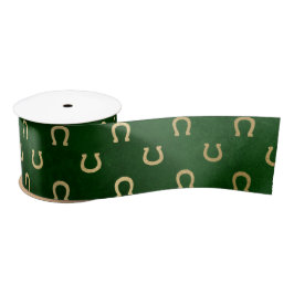 Glam Green Golden Horseshoe Graphic Satinband