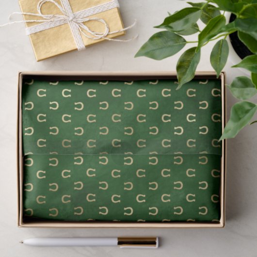 Glam Green Golden Horseshoe Graphic Seidenpapier (Geschenk)