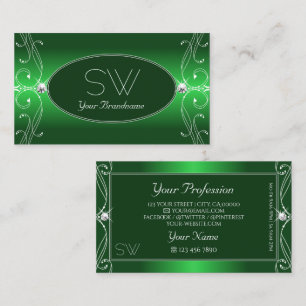 Glam Green Gradient Verziert Sparkle Jewels Initia Visitenkarte
