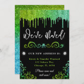 Glam Green & Light Blue Gradient Glitzer Neue Zuha Ankündigung (Vorne/Hinten)