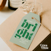 Glam Green Sequin Merry and Bright Christmas Geschenkanhänger