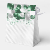 Glam Green Silver Balloon Glitzer Gunst Birthday Geschenkschachtel (Rückseite)