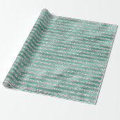Glam Green Silver Glitzer Streifen Geschenkpapier (Ungerollt)