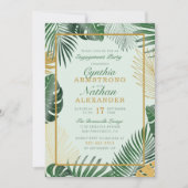 Glam Green Tropical Blätter Trendy Engagement Part Einladung (Vorderseite)