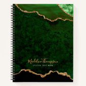 Glam Green Velvet Agate Geode Gold Script Notizblock (Vorderseite)