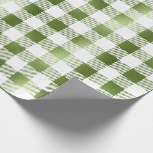 Glam Green White Buffalo Kariert Geschenkpapier (Ecke)