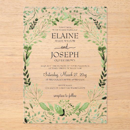 Glam Greenery Einladung (Vorderseite)