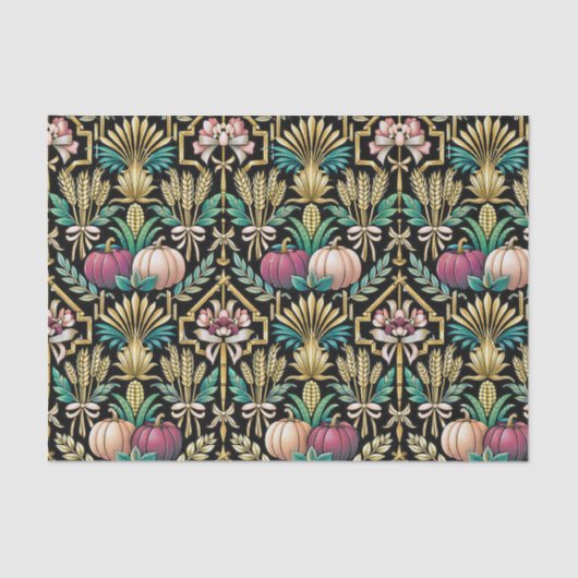 Glam Grüner Herbst Ernte Art Deco Seidenpapier (Vorderseite)