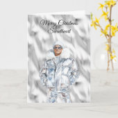 Glam Guy Silver Christmas Karte (Gelbe Blume)